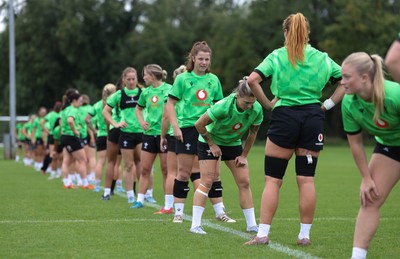 140926 Wales Women Rugby Training Session - The Wales Women squad during a rugby training session ahead of the WXV matches against South Africa and USA