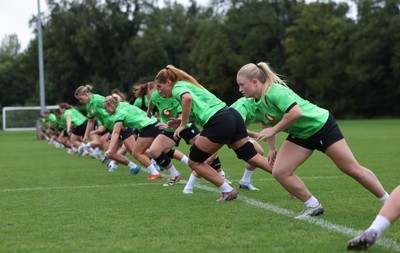 140926 Wales Women Rugby Training Session - The Wales Women squad during a rugby training session ahead of the WXV matches against South Africa and USA