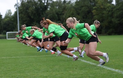 140926 Wales Women Rugby Training Session - The Wales Women squad during a rugby training session ahead of the WXV matches against South Africa and USA