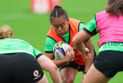 140926 Wales Women Rugby Training Session - Jenna De Vera during a rugby training session ahead of the WXV matches against South Africa and USA
