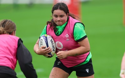 140926 Wales Women Rugby Training Session - Crystal James during a rugby training session ahead of the WXV matches against South Africa and USA