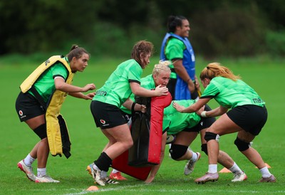 140926 Wales Women Rugby Training Session - The Wales squad during a rugby training session ahead of the WXV matches against South Africa and USA