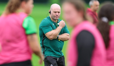 140926 Wales Women Rugby Training Session - Sean Lynn, Wales Head coach during a rugby training session ahead of the WXV matches against South Africa and USA