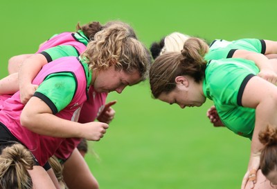 140926 Wales Women Rugby Training Session - Elan Jones and Maisie Davies during a rugby training session ahead of the WXV matches against South Africa and USA