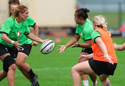 140926 Wales Women Rugby Training Session - Jenna De Vera and Georgia Evans during a rugby training session ahead of the WXV matches against South Africa and USA