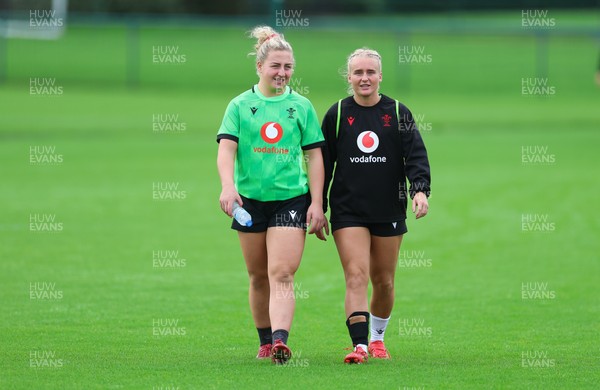 140926 Wales Women Rugby Training Session - Molly Reardon and Seren Singleton during a rugby training session ahead of the WXV matches against South Africa and USA