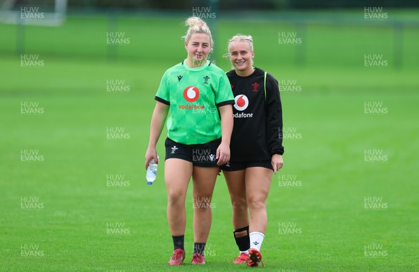 140926 Wales Women Rugby Training Session - Molly Reardon and Seren Singleton during a rugby training session ahead of the WXV matches against South Africa and USA