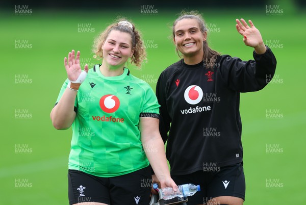 140926 Wales Women Rugby Training Session - Gwenllian Pyrs and Bryonie King during a rugby training session ahead of the WXV matches against South Africa and USA