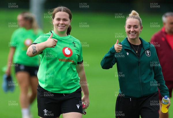 140926 Wales Women Rugby Training Session - Maisie Davies and Megan Davey during a rugby training session ahead of the WXV matches against South Africa and USA