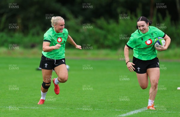 140926 Wales Women Rugby Training Session - Sian Jones and Seren Singleton during a rugby training session ahead of the WXV matches against South Africa and USA