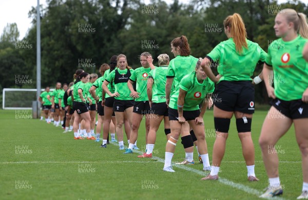 140926 Wales Women Rugby Training Session - The Wales Women squad during a rugby training session ahead of the WXV matches against South Africa and USA