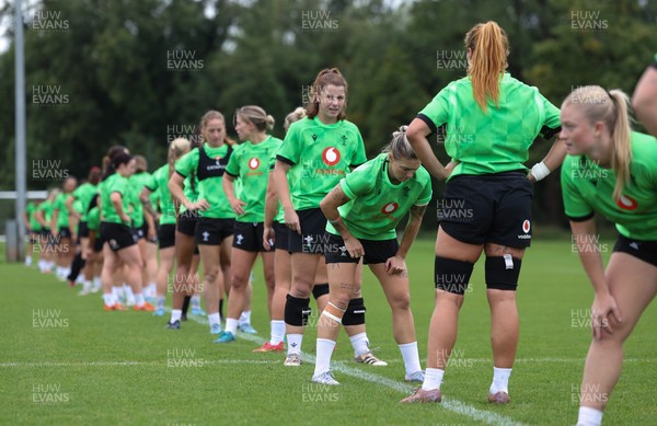 140926 Wales Women Rugby Training Session - The Wales Women squad during a rugby training session ahead of the WXV matches against South Africa and USA