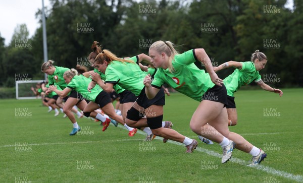 140926 Wales Women Rugby Training Session - The Wales Women squad during a rugby training session ahead of the WXV matches against South Africa and USA