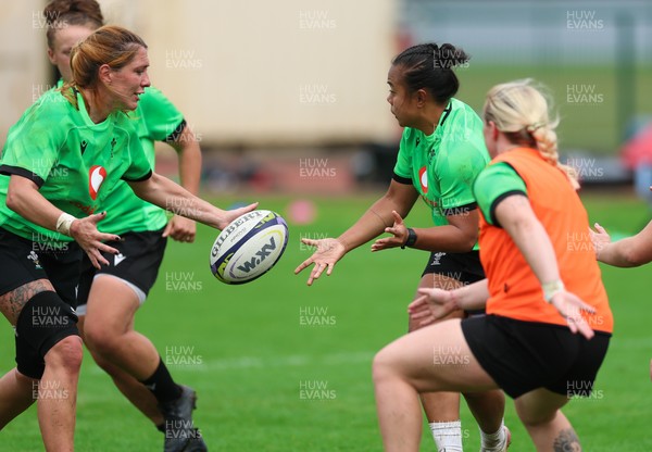 140926 Wales Women Rugby Training Session - Jenna De Vera and Georgia Evans during a rugby training session ahead of the WXV matches against South Africa and USA