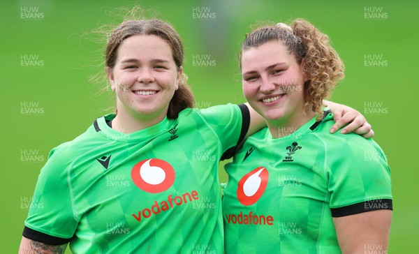 140926 Wales Women Rugby Training Session - Maisie Davies and Gwenllian Pyrs during a rugby training session ahead of the WXV matches against South Africa and USA