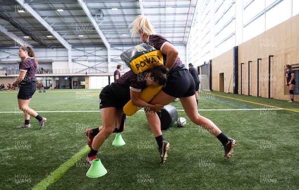 141023 - Wales Women Training Session -  Jazz Joyce with Carys Williams-Morris during a rugby training session at the NZCIS in Wellington