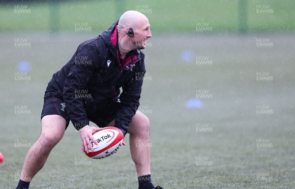 150224 - Wales Women Extended Squad Training session - Mike Hill, Wales Women forwards coach, during training session as preparations get under way for the Women’s 6 Nations
