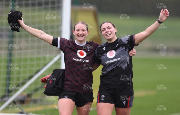 150224 - Wales Women Extended Squad Training session - Carys Cox and Amelia Tutt during training session as preparations get under way for the Women’s 6 Nations
