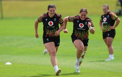 150626 - Wales Women Rugby Training Session - Chiara Pearce and Jenni Scoble during a training session ahead of the match against The Barbarians at the Allianz Stadium