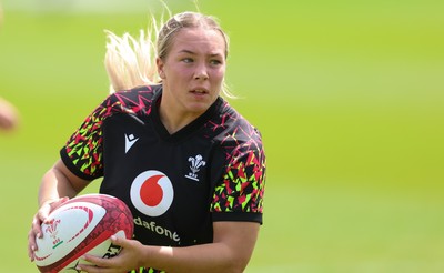 150626 - Wales Women Rugby Training Session - Kelsie Webster during a training session ahead of the match against The Barbarians at the Allianz Stadium