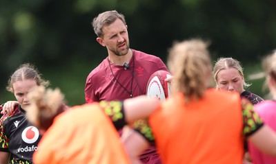 150626 - Wales Women Rugby Training Session - Ashley Beck, Wales Women interim attack coach during a training session ahead of the match against The Barbarians at the Allianz Stadium