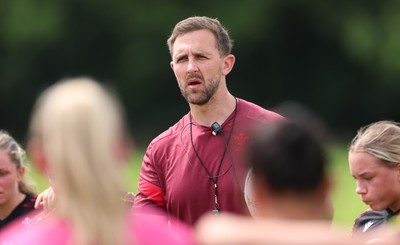 150626 - Wales Women Rugby Training Session - Ashley Beck, Wales Women interim attack coach during a training session ahead of the match against The Barbarians at the Allianz Stadium