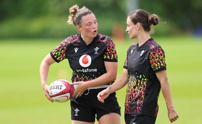 150626 - Wales Women Rugby Training Session - Alisha Joyce and Jasmine Joyce during a training session ahead of the match against The Barbarians at the Allianz Stadium