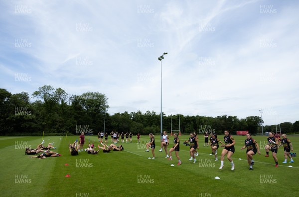 150626 - Wales Women Rugby Training Session - The Wales Womens squad during a training session ahead of the match against The Barbarians at the Allianz Stadium