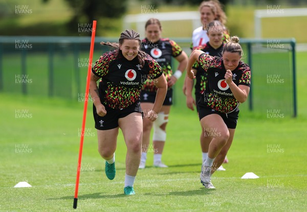 150626 - Wales Women Rugby Training Session - Maisie Davies and Alisha Joyce during a training session ahead of the match against The Barbarians at the Allianz Stadium
