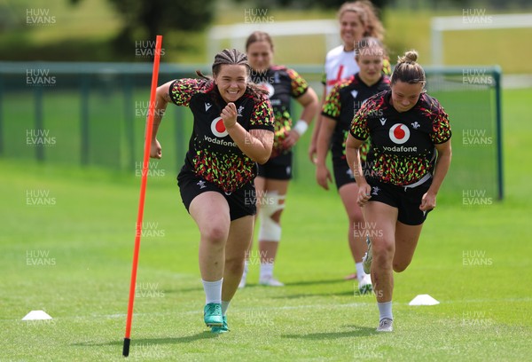 150626 - Wales Women Rugby Training Session - Maisie Davies and Alisha Joyce during a training session ahead of the match against The Barbarians at the Allianz Stadium