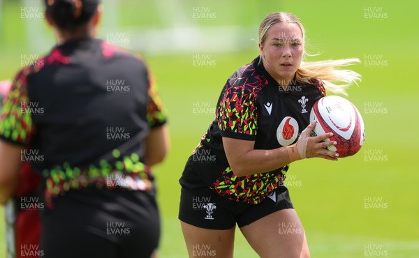 150626 - Wales Women Rugby Training Session - Kelsie Webster during a training session ahead of the match against The Barbarians at the Allianz Stadium