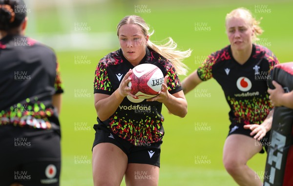 150626 - Wales Women Rugby Training Session - Kelsie Webster during a training session ahead of the match against The Barbarians at the Allianz Stadium