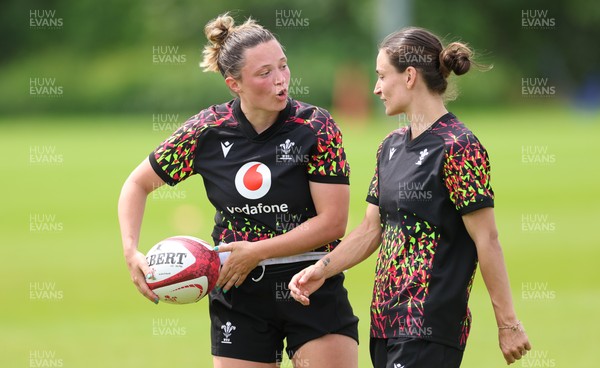 150626 - Wales Women Rugby Training Session - Alisha Joyce and Jasmine Joyce during a training session ahead of the match against The Barbarians at the Allianz Stadium