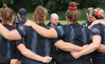 150725 - Wales Women Rugby training - Sean Lynn, Wales Women head coach, during a training session ahead of their two match tour against Australia