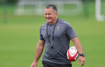 150725 - Wales Women Rugby training - Shaun Connor, Wales Women attack coach, during a training session ahead of their two match tour against Australia