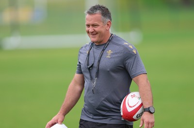 150725 - Wales Women Rugby training - Shaun Connor, Wales Women attack coach, during a training session ahead of their two match tour against Australia
