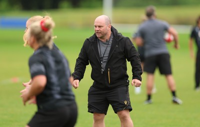 150725 - Wales Women Rugby training - Sean Lynn, Wales Women head coach, during a training session ahead of their two match tour against Australia