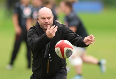 150725 - Wales Women Rugby training - Sean Lynn, Wales Women head coach, during a training session ahead of their two match tour against Australia