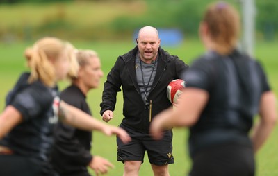150725 - Wales Women Rugby training - Sean Lynn, Wales Women head coach, during a training session ahead of their two match tour against Australia