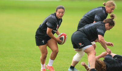 150725 - Wales Women Rugby training - Meg Davies during a training session ahead of their two match tour against Australia