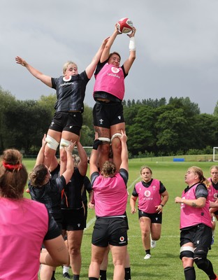 150725 - Wales Women Rugby training -Georgia Evans and Alex Callender during a training session ahead of their two match tour against Australia