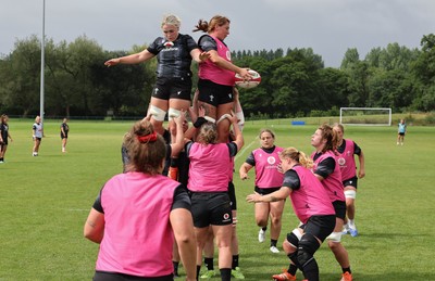 150725 - Wales Women Rugby training - Georgia Evans and Alex Callender during a training session ahead of their two match tour against Australia
