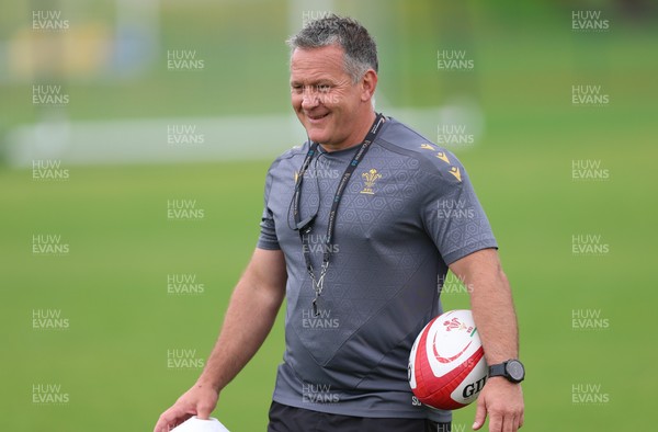 150725 - Wales Women Rugby training - Shaun Connor, Wales Women attack coach, during a training session ahead of their two match tour against Australia