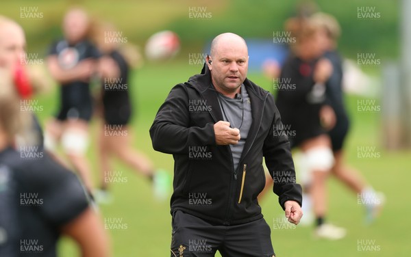 150725 - Wales Women Rugby training - Sean Lynn, Wales Women head coach, during a training session ahead of their two match tour against Australia