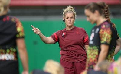 150825 - Wales Women Rugby Training - Cat Nicolas-McLaughlin, Wales Women coach, during the final training session at their Vale headquarters before heading to Manchester for the start of the Women’s Rugby World Cup