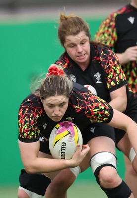 150825 - Wales Women Rugby Training - Gwen Crabb is tackled by Kate Williams during the final training session at their Vale headquarters before heading to Manchester for the start of the Women’s Rugby World Cup