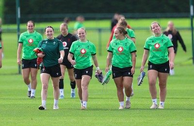 150926 Wales Women Rugby Training Session - Sian Jones, Savannah Picton-Powell, Shanelle Williams and Elan Jones during a training session ahead of the WXV matches against South Africa 