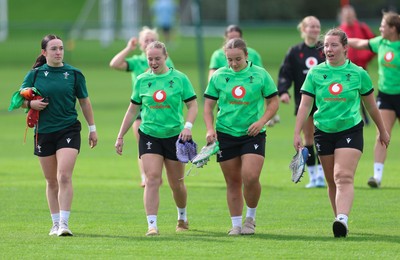 150926 Wales Women Rugby Training Session - Sian Jones, Savannah Picton-Powell, Shanelle Williams and Elan Jones during a training session ahead of the WXV matches against South Africa 