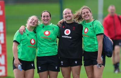 150926 Wales Women Rugby Training Session - Molly Reardon, Courtney Keight, Carys Cox and Natalia John during a training session ahead of the WXV matches against South Africa 