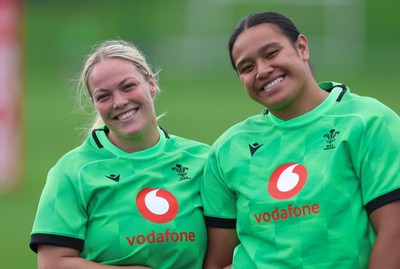 150926 Wales Women Rugby Training Session - Kelsey Jones and Sisilia Tuipulotu during a training session ahead of the WXV match against South Africa 